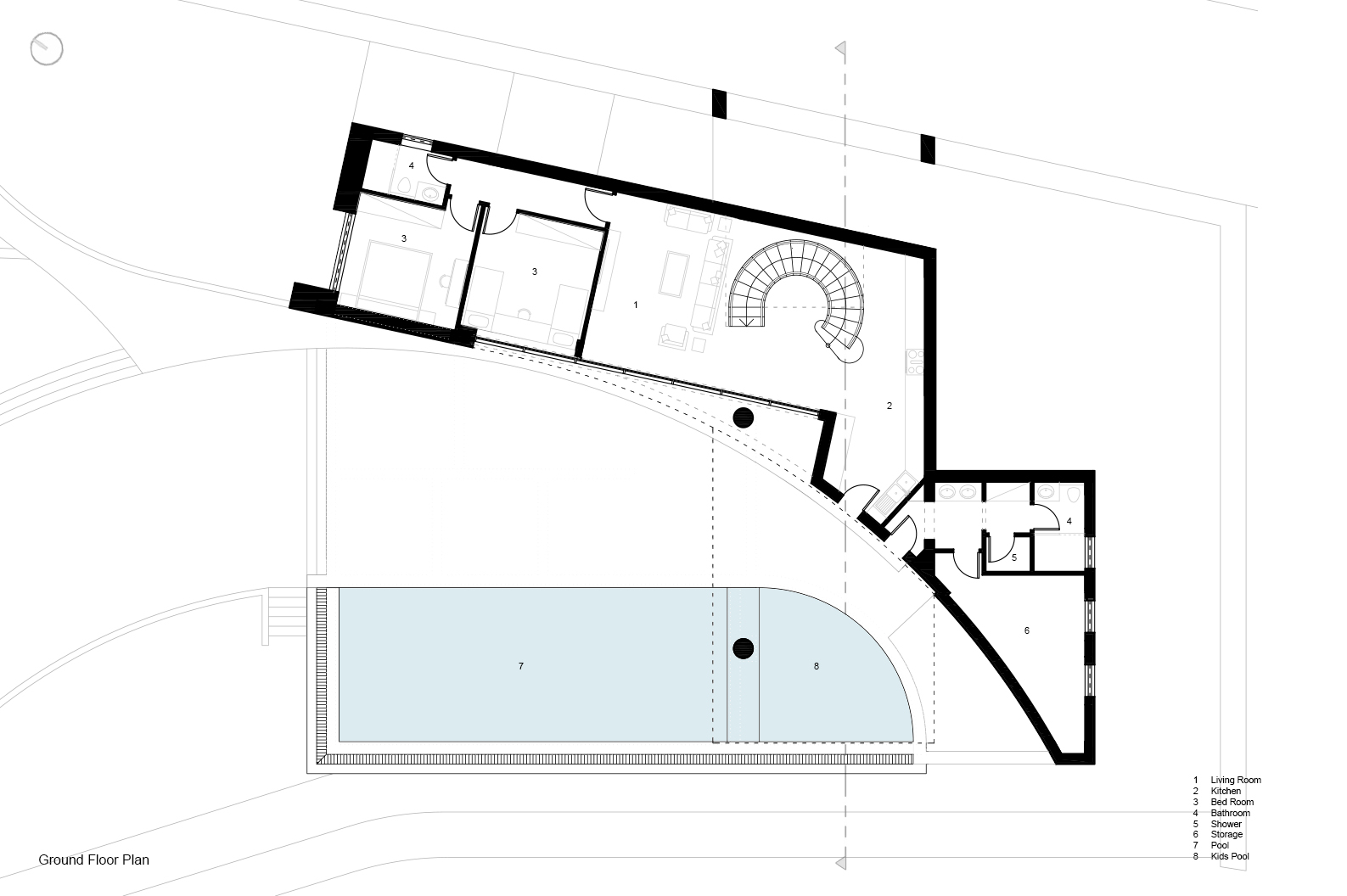 LA Chalet ground floor plan